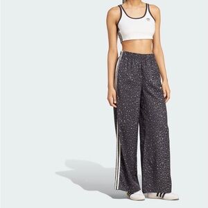 Adidas Leopard Print Satin Wide Leg Track Pants - Multi/Carbon KA2667
